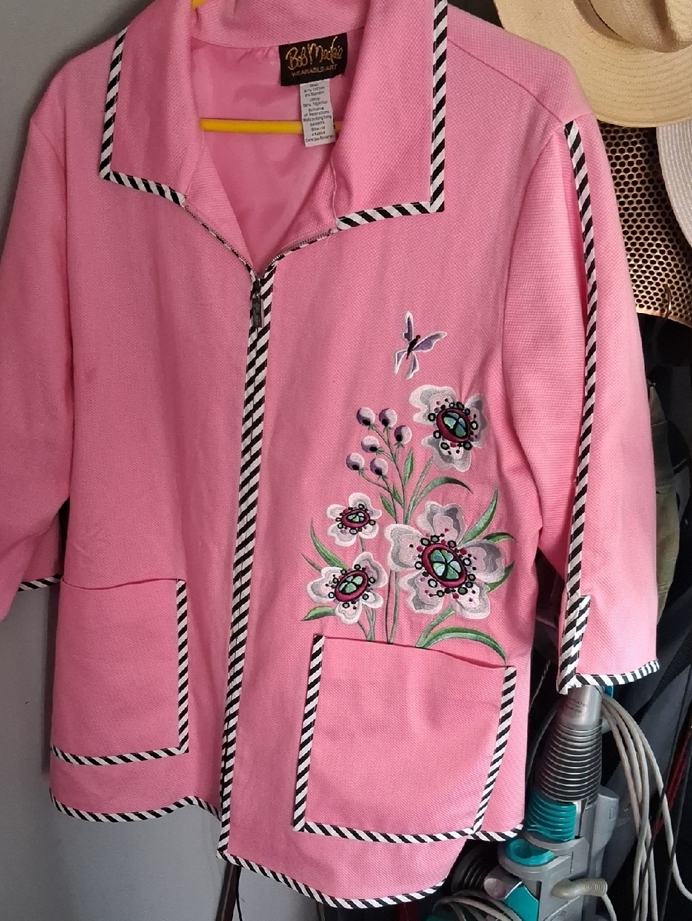 Bob Mackie Pink Embroidered Floral Jacket